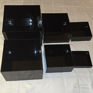 6-Piece Black Glossy Acrylic Riser Set - Professional MCM Photo & Display Props